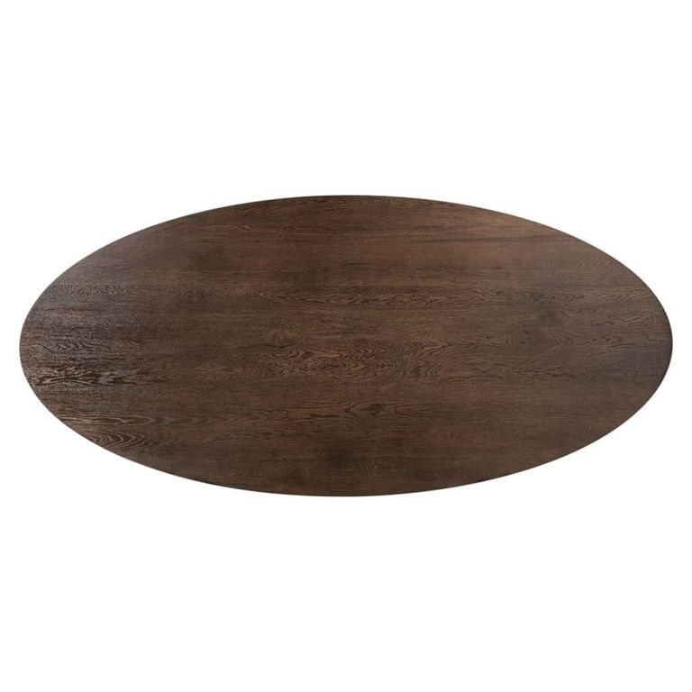 Watson Dining Table - 235cm - 10 Seater - Oval - Spider Leg - Dark Brown and Black - Oak and Metal