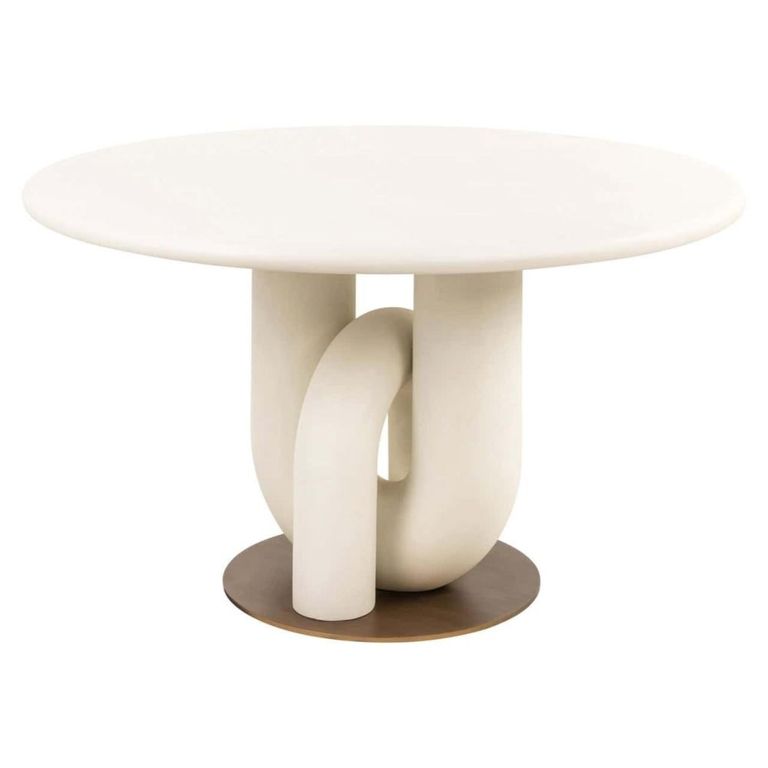 Winslow Dining Table - 135cm - 6 Seater - Round - White and Gold - Metal
