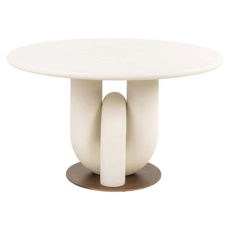 Winslow Dining Table - 135cm - 6 Seater - Round - White and Gold - Metal