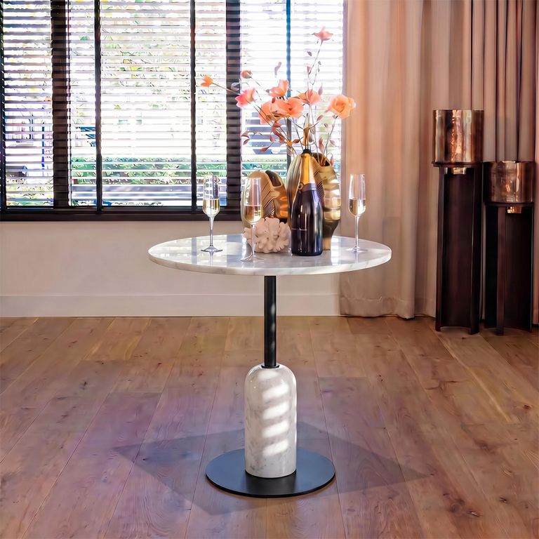 Jagger White Marble 2 Seater Round Dining Table