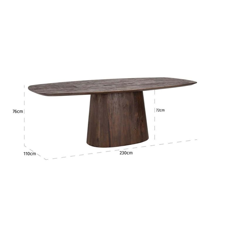 Alix Danish Dark Wood 8 Seater Oval Pedestal Dining Table