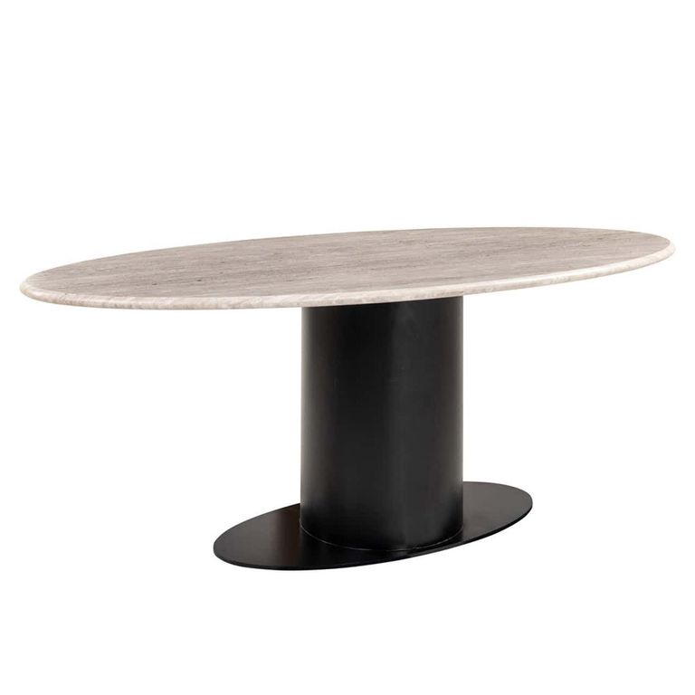 Brodman Grey Marble 8 Seater Oval Pedestal Dining Table