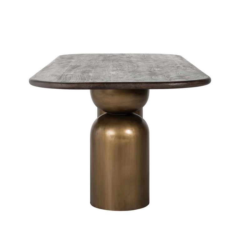 Cavo Acacia Wood 8 Seater Dining Table with Brushed Gold Pedestal Base