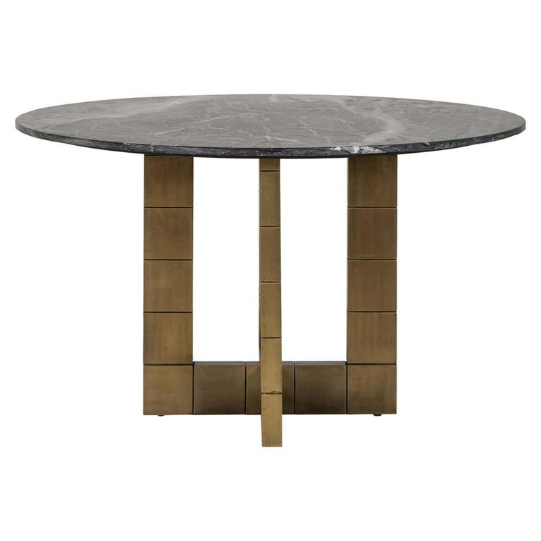 Collada Black Marble and Gold 4 Seater Round Pedestal Dining Table