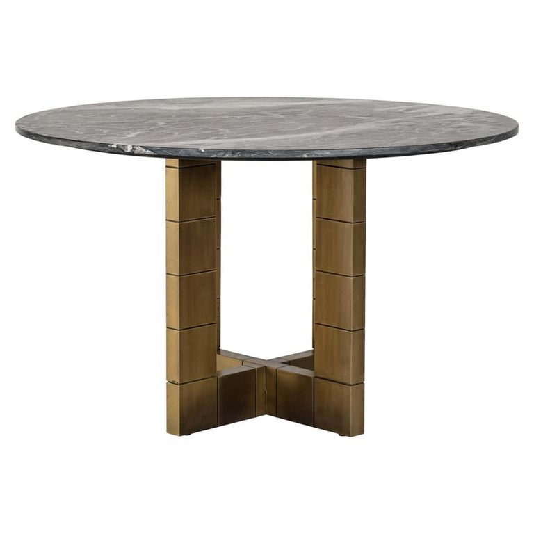 Collada Black Marble and Gold 4 Seater Round Pedestal Dining Table