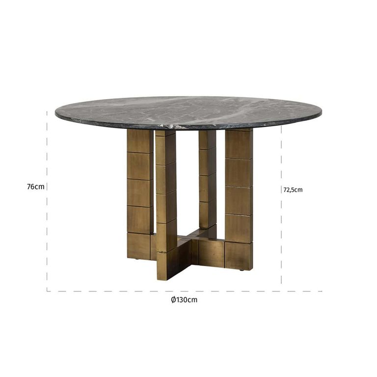 Collada Black Marble and Gold 4 Seater Round Pedestal Dining Table