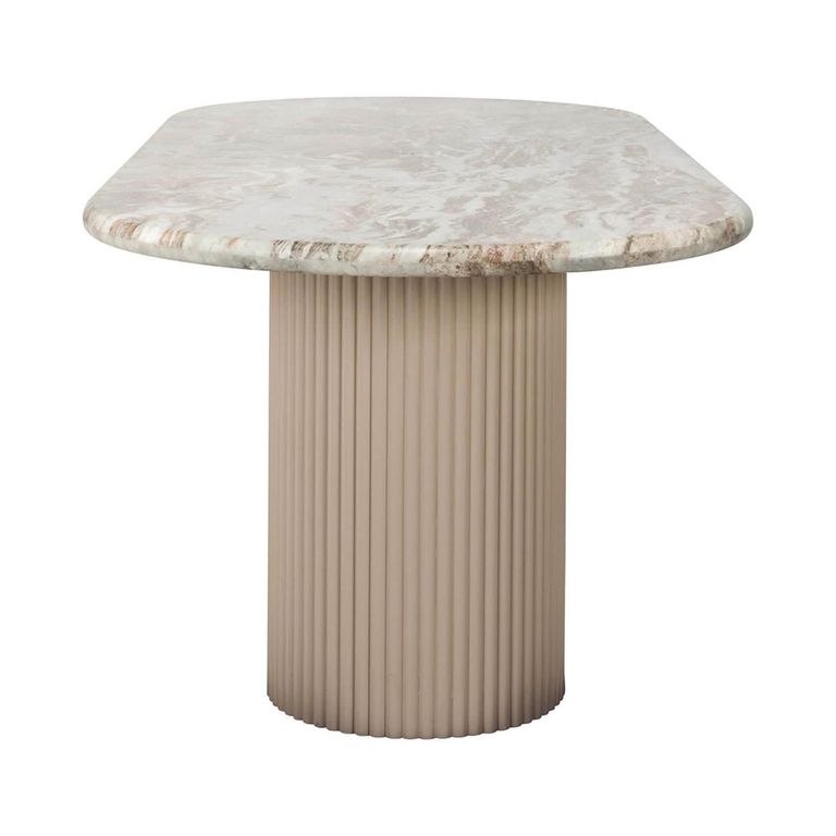 Coronel Beige Marble 10 Seater Dining Table with Fluted Pedestal Base