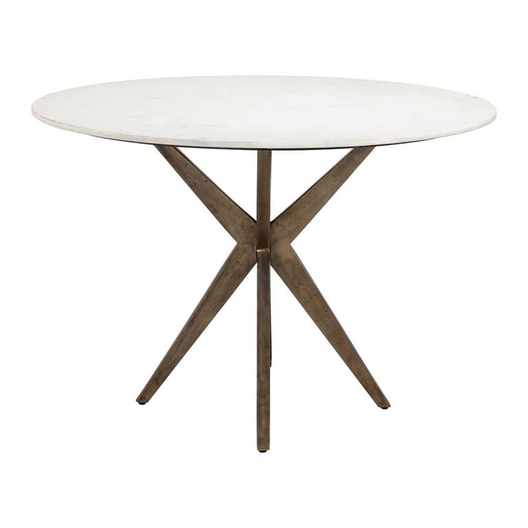 Maisy White Marble 2 Seater Round Dining Table with Spider Legs