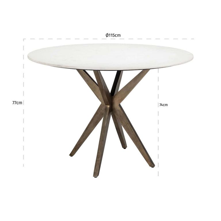 Maisy White Marble 2 Seater Round Dining Table with Spider Legs