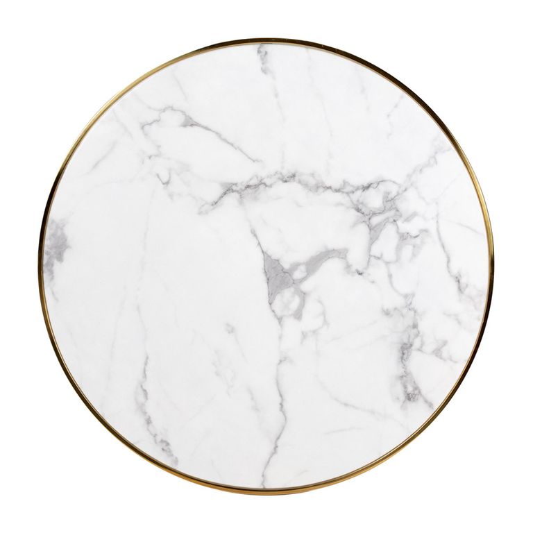 Osteria White Marble Effect 2 Seater Round Dining Table with Gold Trim