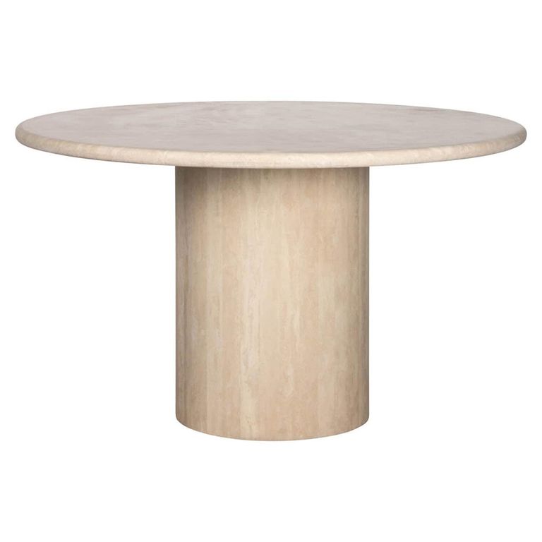 Renaissance Dining Table - 130cm - 4 Seater - Round - Pedestal - Beige - Travertine