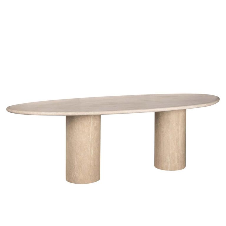 Renaissance Dining Table - 240cm - 10 Seater - Pedestal - Beige - Travertine