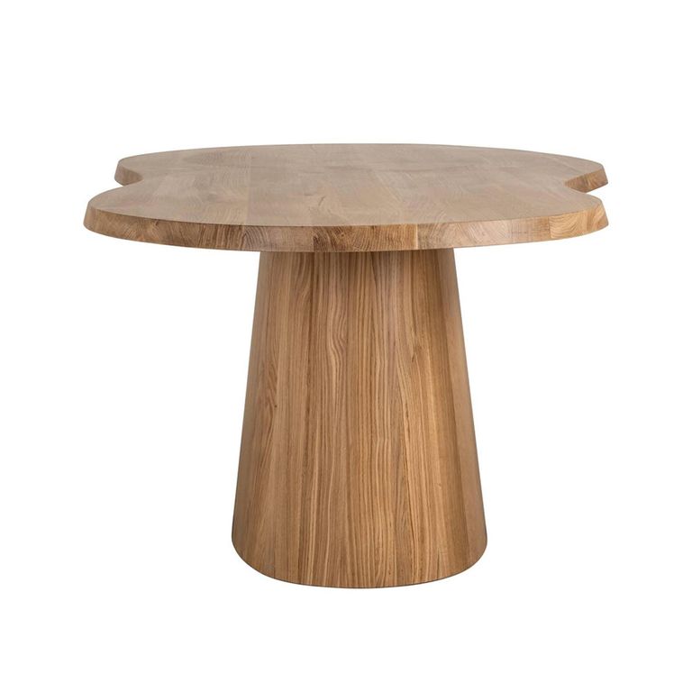 Riva Natural Oak Abstract Shape 8 Seater Pedestal Dining Table