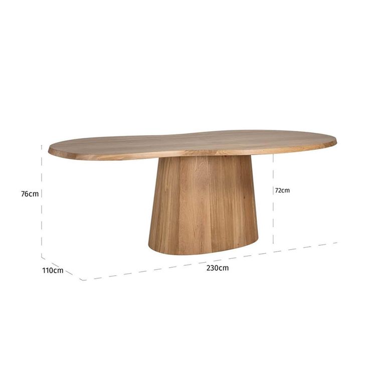 Riva Natural Oak Abstract Shape 8 Seater Pedestal Dining Table