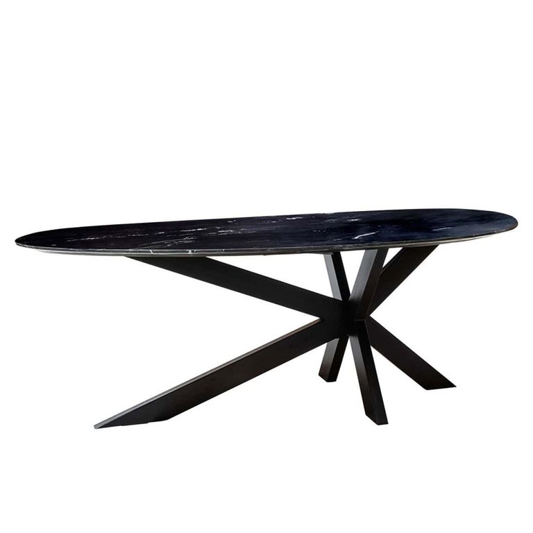 Trocadero Black Marble 8 Seater Dining Table with Spider Legs