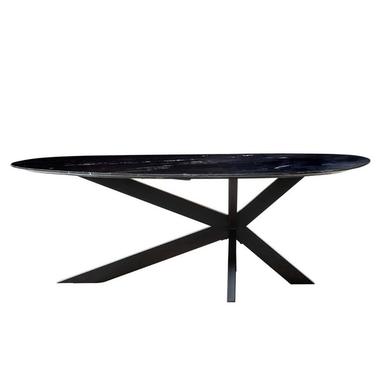 Trocadero Black Marble 8 Seater Dining Table with Spider Legs