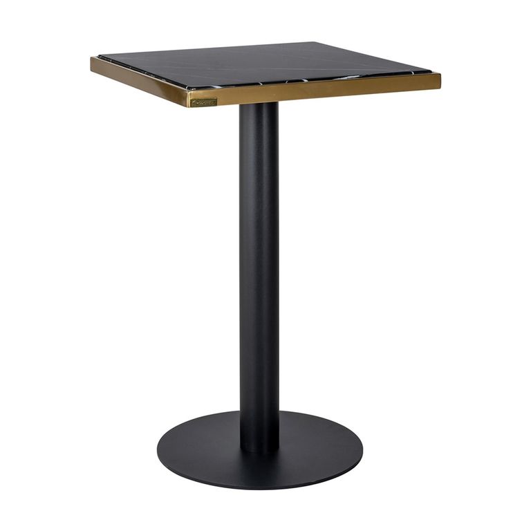 Zenza Black Marble Effect 2 Seater Square Pedestal Dining Table