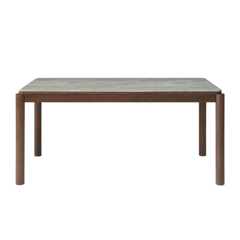 Willow Dining Table - 160cm - 6 Seater - Tobacco Walnut and Beige - Wood and Marble Effect