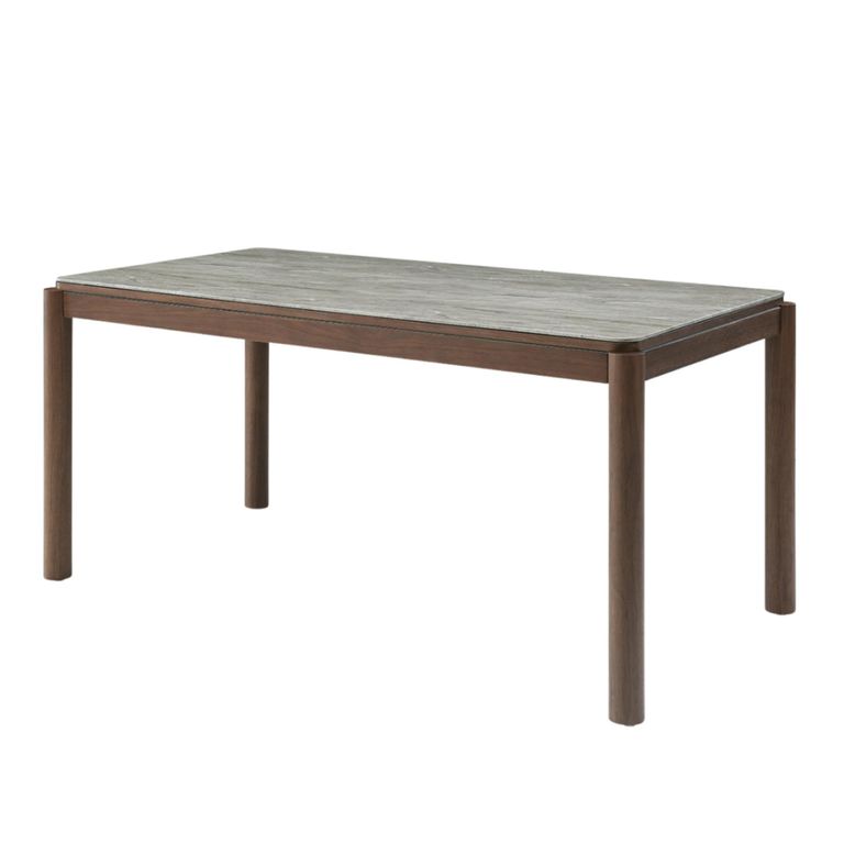 Willow Dining Table - 160cm - 6 Seater - Tobacco Walnut and Beige - Wood and Marble Effect