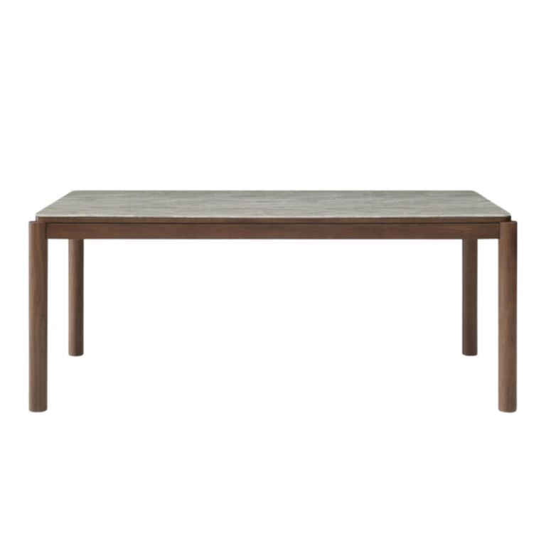 Willow Dining Table - 180cm - 8 Seater - Tobacco Walnut and Beige - Wood and Marble Effect
