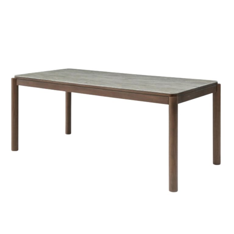 Willow Dining Table - 180cm - 8 Seater - Tobacco Walnut and Beige - Wood and Marble Effect