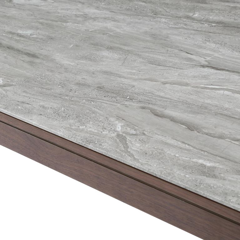 Willow Dining Table - 180cm - 8 Seater - Tobacco Walnut and Beige - Wood and Marble Effect