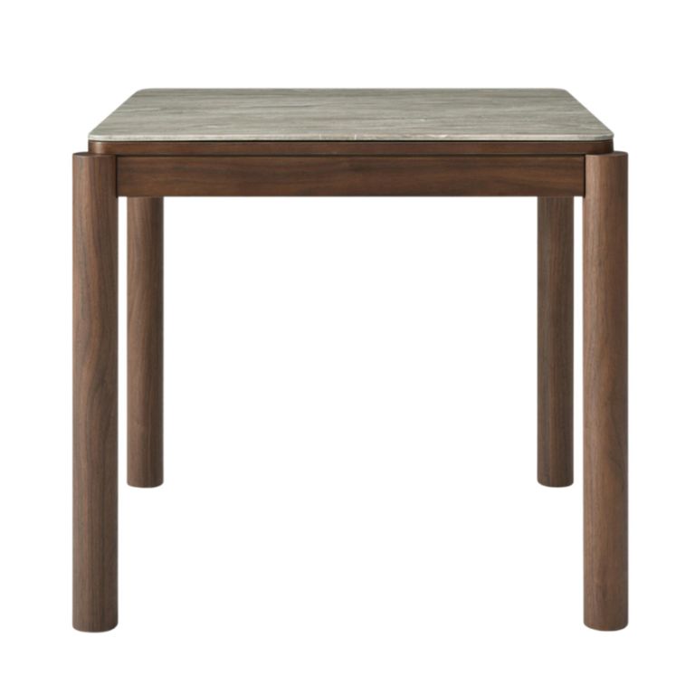 Willow Dining Table - 80cm - 4 Seater - Square - Tobacco Walnut and Beige - Wood and Marble Effect