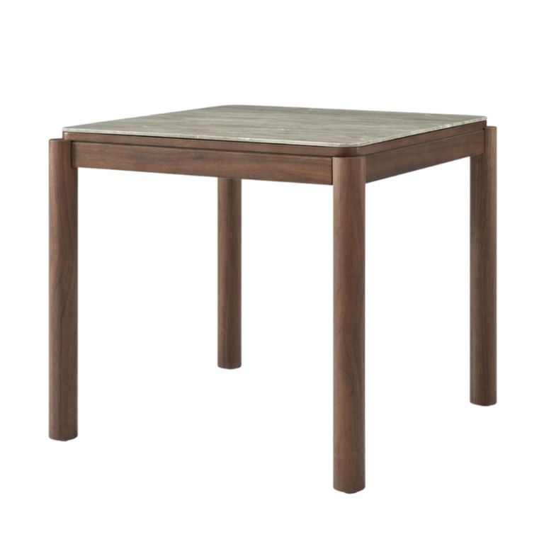 Willow Dining Table - 80cm - 4 Seater - Square - Tobacco Walnut and Beige - Wood and Marble Effect