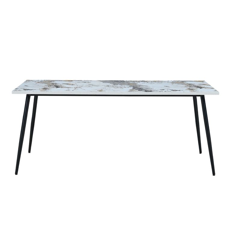 Horizon Dining Table - 180cm - 6 Seater - Pandora and Black - Marble Effect and Metal