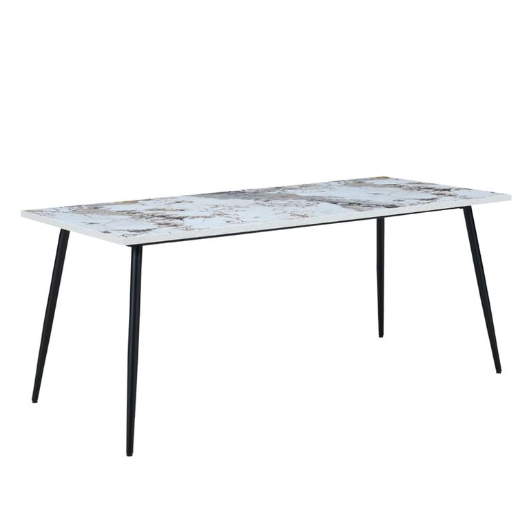Horizon Dining Table - 180cm - 6 Seater - Pandora and Black - Marble Effect and Metal