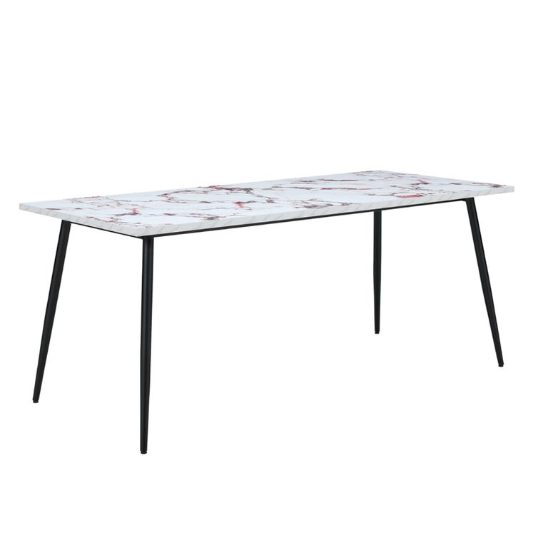 Horizon Dining Table - 180cm - 6 Seater - Violetta and Black - Marble Effect and Metal