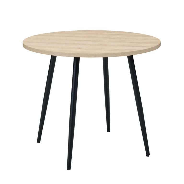 Horizon Dining Table - 90cm - 2 Seater - Round - Oak and Black - Wood and Metal