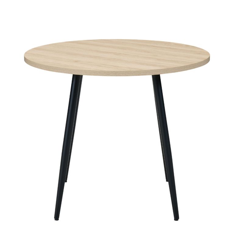 Horizon Dining Table - 90cm - 2 Seater - Round - Oak and Black - Wood and Metal