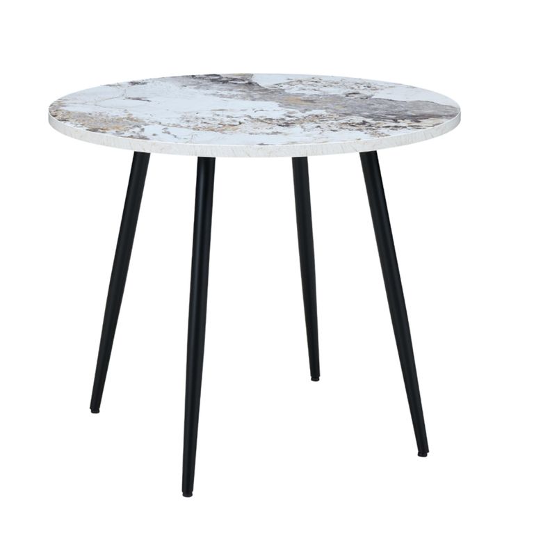 Horizon Dining Table - 90cm - 2 Seater - Round - Pandora and Black - Marble Effect and Metal