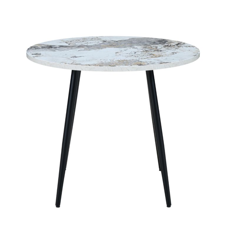 Horizon Dining Table - 90cm - 2 Seater - Round - Pandora and Black - Marble Effect and Metal