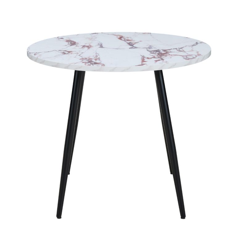 Horizon Dining Table - 90cm - 2 Seater - Round - Violetta and Black - Marble Effect and Metal