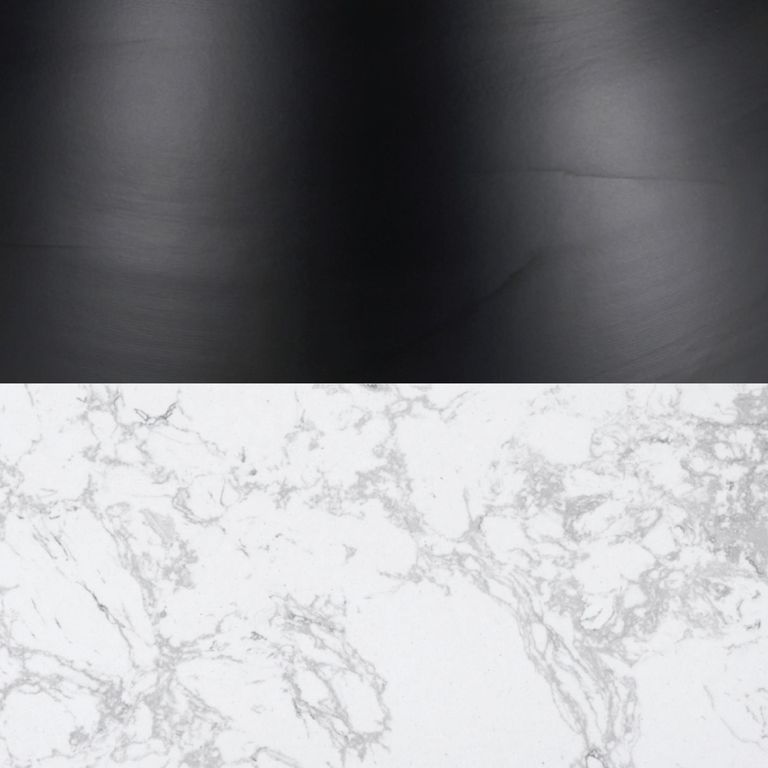 Rosemary Dining Table - 120cm - 4 Seater - Round - White and Black - Marble Effect and Metal