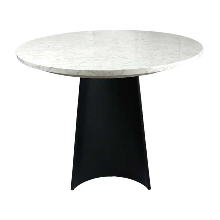 Rosemary Dining Table - 180cm - 6 Seater - Oval - White and Black - Marble Effect and Metal