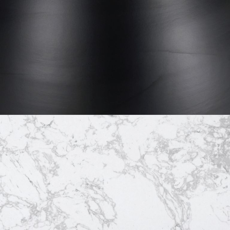 Rosemary Dining Table - 180cm - 6 Seater - Oval - White and Black - Marble Effect and Metal