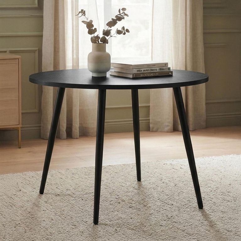 Horizon Dining Table - 90cm - 2 Seater - Round - Black - Wood and Metal