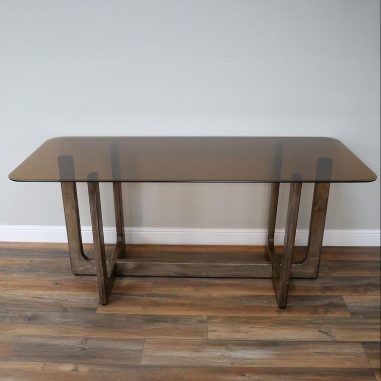 Dining Table - 180cm - 6 Seater - Glass and Rubber Wood