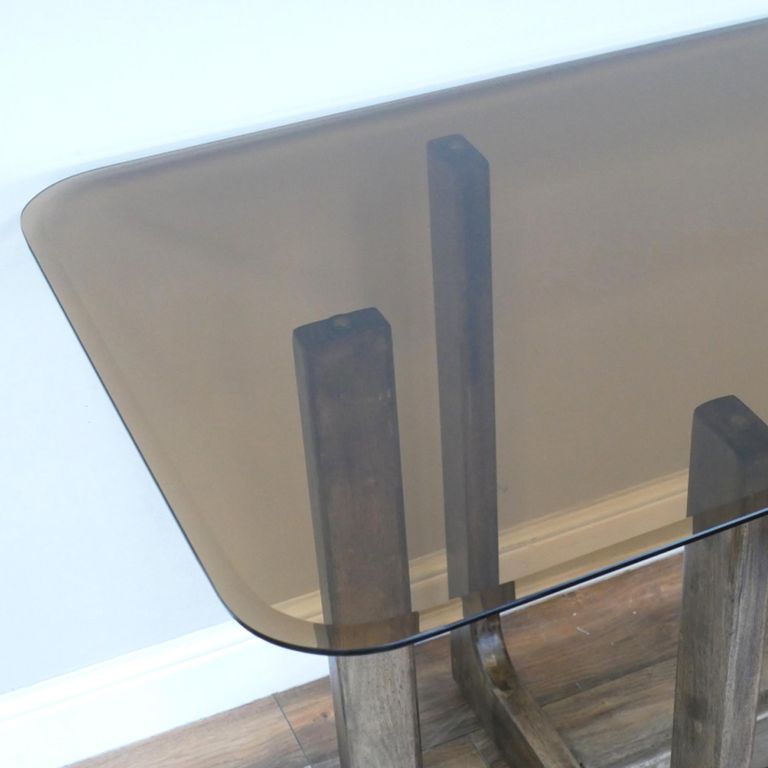 Dining Table - 180cm - 6 Seater - Glass and Rubber Wood