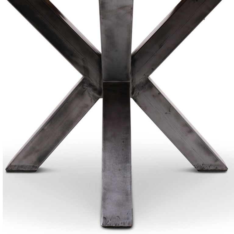 Bassano Dining Table - 136cm - 4 Seater - Round - Star Base - Natural and Black - Recycled Wood and Metal