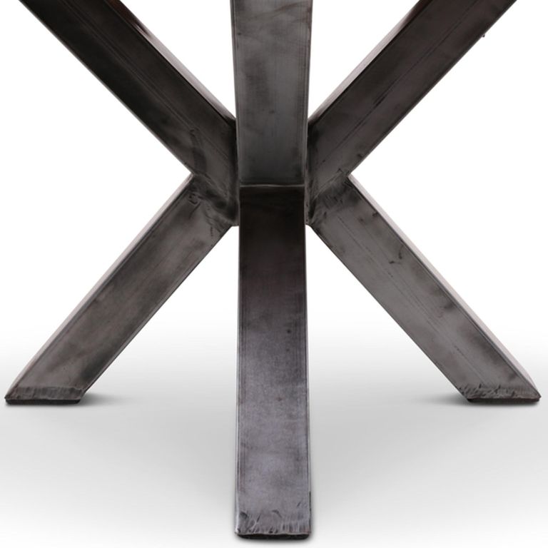 Bassano Dining Table - 160cm - 8 Seater - Round - Star Base - Natural and Black - Recycled Wood and Metal