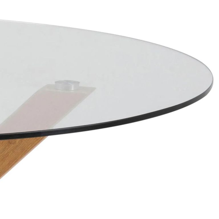 Clearance - Heaven Round Dining Table - 4 Seater - 119cm - Glass - with Oak Star Legs - FSS17393