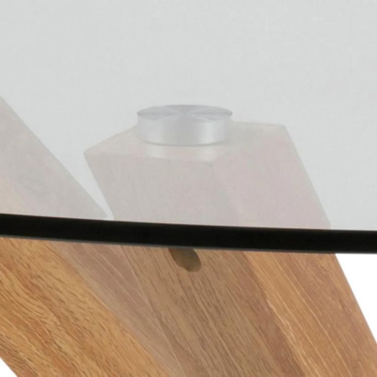 Clearance - Heaven Round Dining Table - 4 Seater - 119cm - Glass - with Oak Star Legs - FSS17393