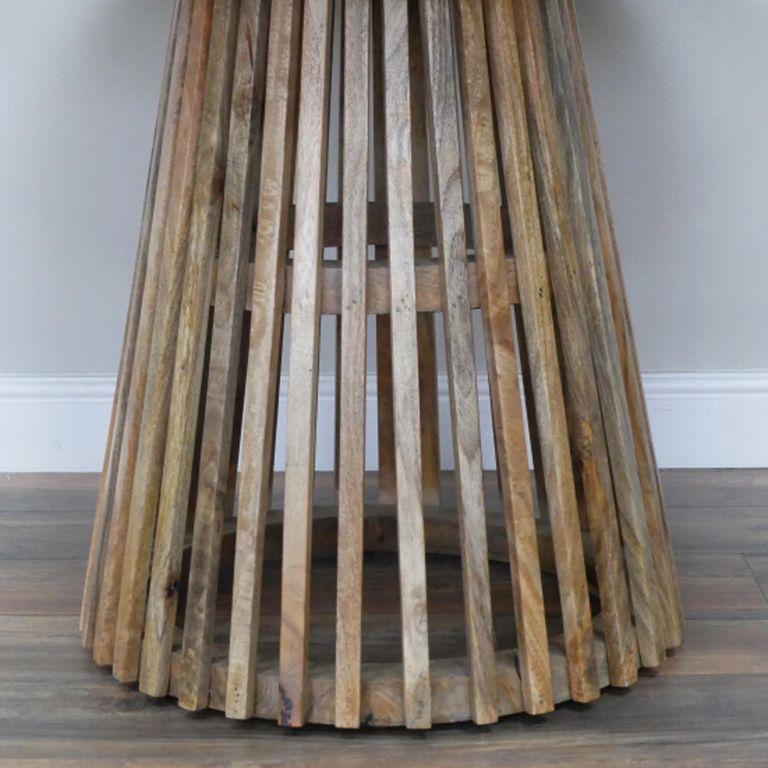 Dining Table - 120cm - 6 Seater - Round - Slatted Base - Rustic - Mango Wood