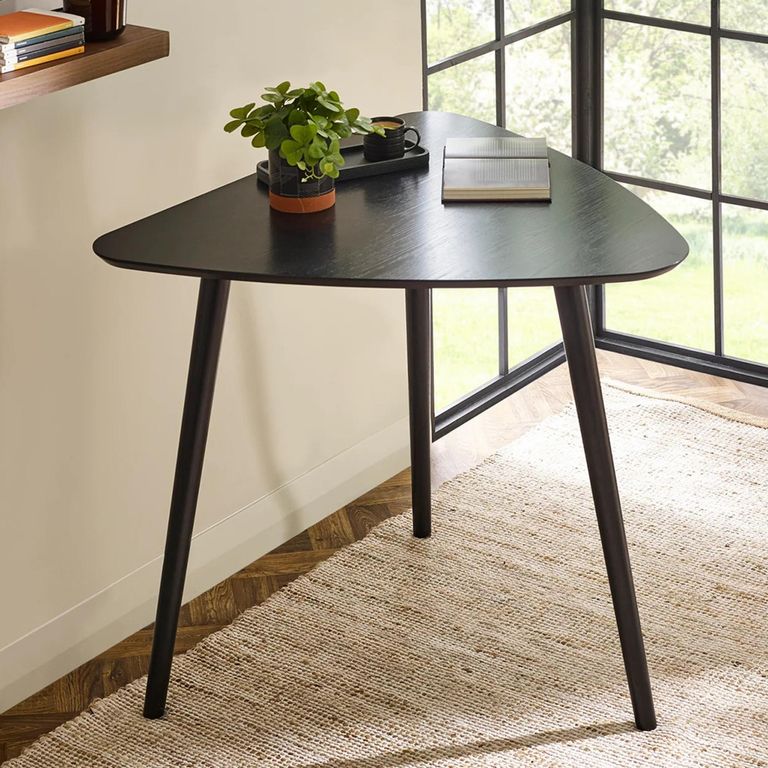 Athena Dining Table - 90.5cm - 3 Seater - Triangle - Black - Oak