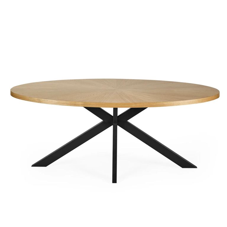 Bondi Dining Table - 200cm - 10 Seater - Oval - Spider Legs - Natural and Black - Oak and Metal