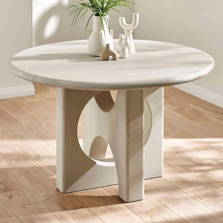 Thyra Dining Table - 120cm - 6 Seater - Round - Grey - Concrete Effect